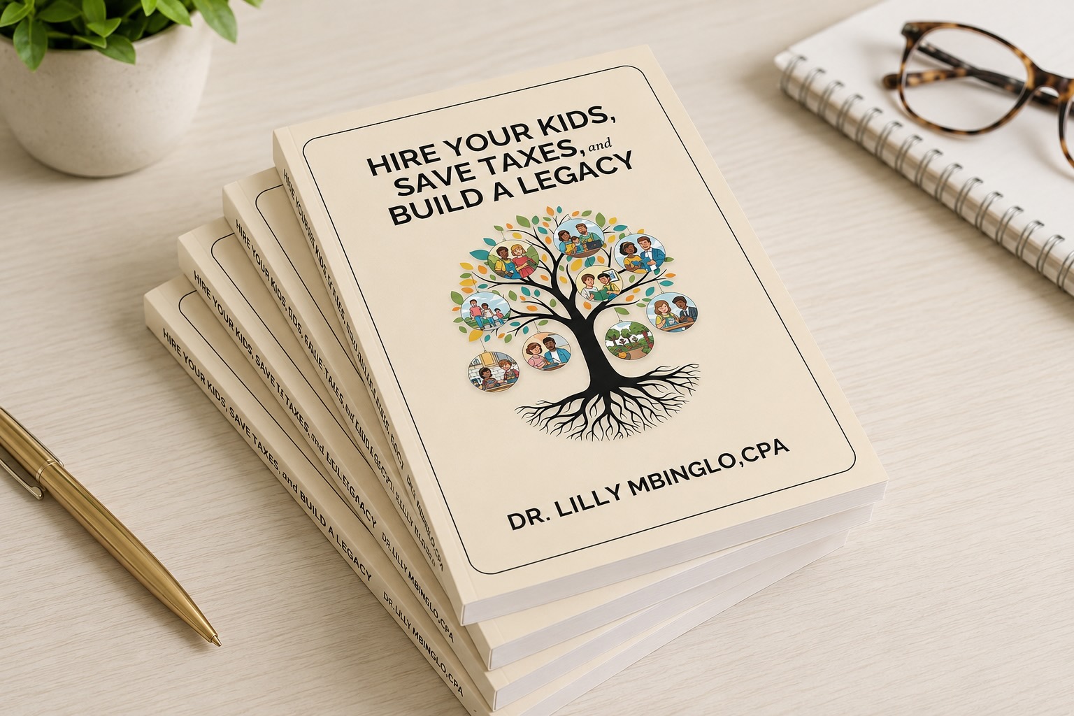 Book cover: Hire Your Kids, Save Taxes, and Build a Legacy by Dr. Lilly Mbinglo, CPA